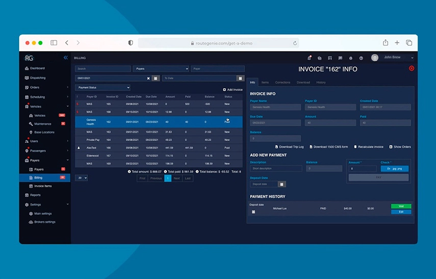 Embrace the simplicity of RouteGenie’s private pay module